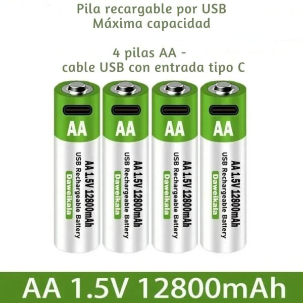 Pilas Recargables AA Tipo C